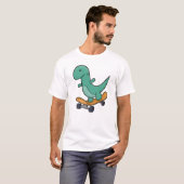 Playful Dinosaur on Skateboard Tシャツ (正面フル)