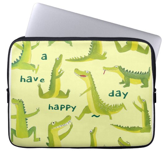 Playful Dinosaurs Electronics Bag ラップトップスリーブ (正面)