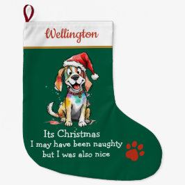 Playful Dog Christmas Stocking –  Cute Festive ラージクリスマスストッキング