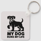 Playful Dog Outline "My Dog Runs My Life" Art キーホルダー (裏面)