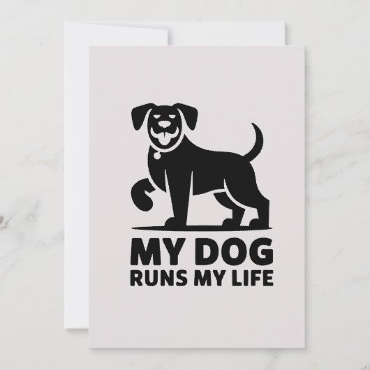 Playful Dog Outline "My Dog Runs My Life" Art シーズンカード (正面)