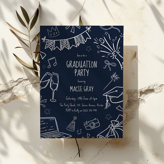 Playful Doodle Graduation Party 招待状
