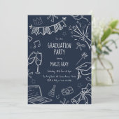 Playful Doodle Graduation Party 招待状 (スタンド正面)