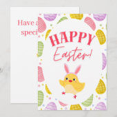 Playful Easter Chick & Colorful Eggs シーズンカード (正面/裏面)