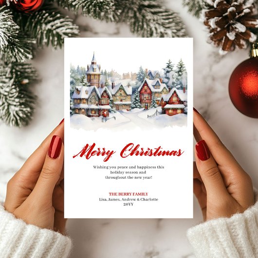 Playful Festive Christmas Scene Greeting Card シーズンカード