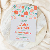 Playful Floral Baby Shower Invitation 招待状