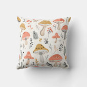 Playful Forest Mushroom and Leaf Pattern Pillow クッション (裏面)