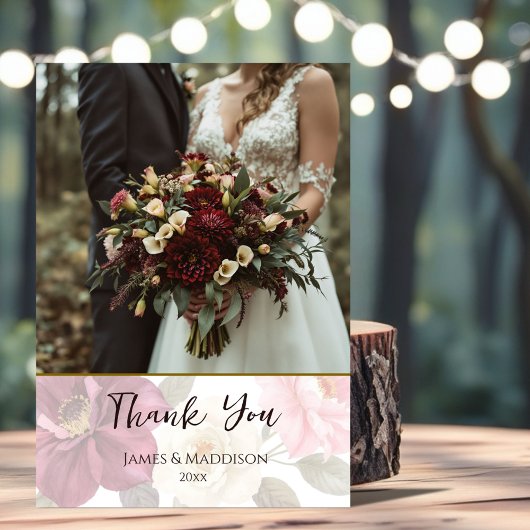 Playful Fox Autumn Floral サンキューカード