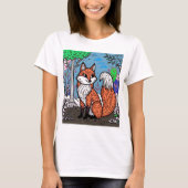 "Playful Fox in the Forest" Tシャツ (正面)