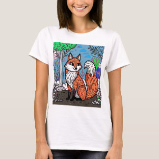 "Playful Fox in the Forest" Tシャツ