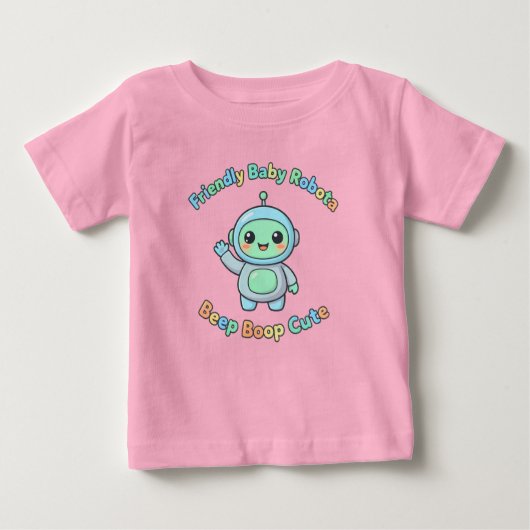 Playful Fun Cotton Robot ベビーTシャツ (正面)