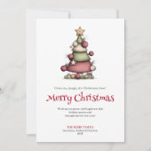 Playful Funny Christmas Tree Watercolor Greeting シーズンカード (正面)