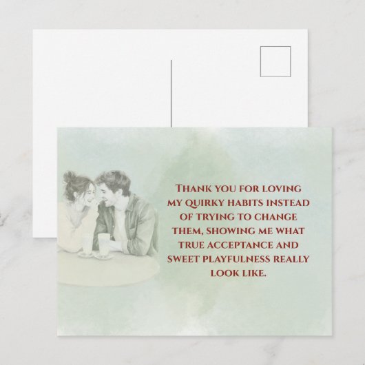Playful & Funny Love Quote Postcard | Laughing Cou ポストカード (正面/裏面)