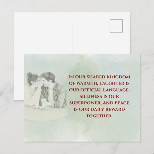 Playful & Funny Love Quote Postcard | Laughing Cou ポストカード (正面/裏面)