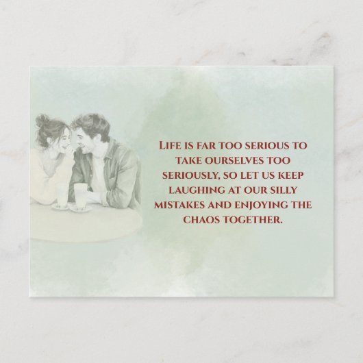 Playful & Funny Love Quote Postcard | Laughing Cou ポストカード (正面)