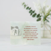 Playful & Funny Love Quote Postcard | Laughing Cou ポストカード (スタンド正面)