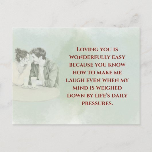 Playful & Funny Love Quote Postcard | Laughing Cou ポストカード (正面)
