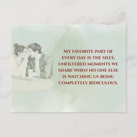 Playful & Funny Love Quote Postcard | Laughing Cou ポストカード (正面)