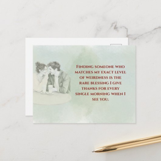 Playful & Funny Love Quote Postcard | Laughing Cou ポストカード (正面/裏面インサイチュ)