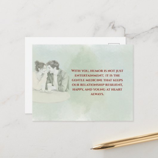 Playful & Funny Love Quote Postcard | Laughing Cou ポストカード (正面/裏面インサイチュ)