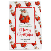 Playful funny Santa Claus minimalist festive ミディアムペーパーバッグ (正面)