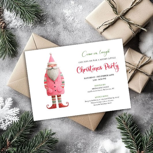 Playful Funny Santa Editable Holiday Party Invites 招待状