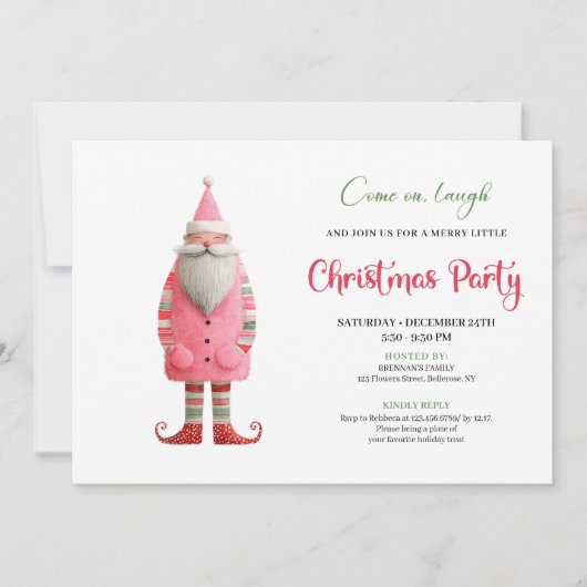 Playful Funny Santa Editable Holiday Party Invites 招待状 (正面)