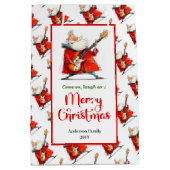 Playful funny Santa minimalist festive gift bag  ミディアムペーパーバッグ (正面)