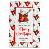 Playful funny Santa minimalist festive gift bag  ミディアムペーパーバッグ (裏面)