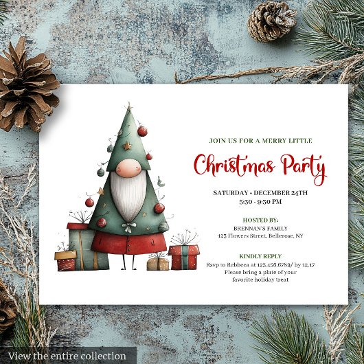 Playful Funny Santa Watercolor Party Invite 招待状