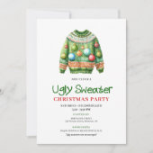 Playful Funny Ugly Sweater Holiday Invite 招待状 (正面)