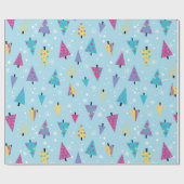 Playful geometric christmas trees pattern ラッピングペーパー (フラット)