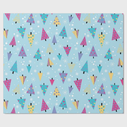 Playful geometric christmas trees pattern ラッピングペーパー (フラット)