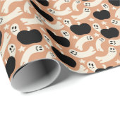 Playful Ghosts and Pumpkins on Black – Halloween ラッピングペーパー (ロールコーナー)