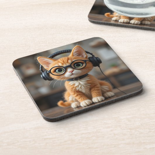 Playful Ginger Cat コースター (左側)