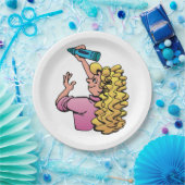 Playful Girl with Crayon ペーパープレート (パーティー)