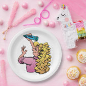 Playful Girl with Crayon ペーパープレート (パーティー)