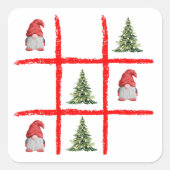 Playful Gnome Christmas Tic Tac Toe Card スクエアシール (正面)