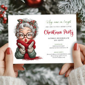 Playful Grandma Xmas Cartoon Celebration Invite 招待状