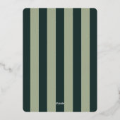 Playful Green Striped Photo Holiday Card 箔シーズンカード (裏面)