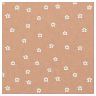 Playful Halloween flower pattern with retro smilin ファブリック