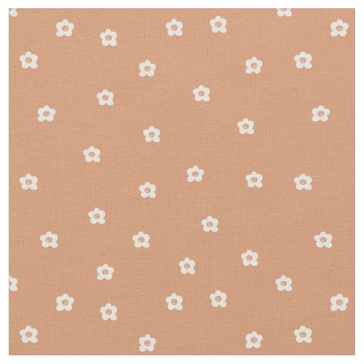Playful Halloween flower pattern with retro smilin ファブリック (クローズアップ)