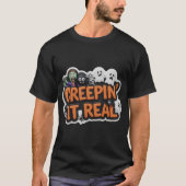Playful Halloween graphic with zombie ghosts spide Tシャツ (正面)