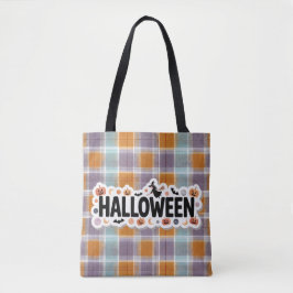 Playful Halloween Plaid トートバッグ