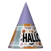 Playful Halloween Plaid パーティーハット (左)