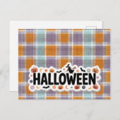 Playful Halloween Plaid ポストカード (正面/裏面)