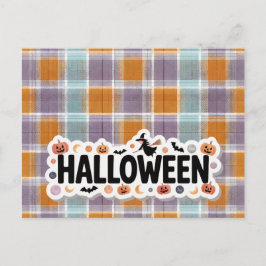 Playful Halloween Plaid ポストカード