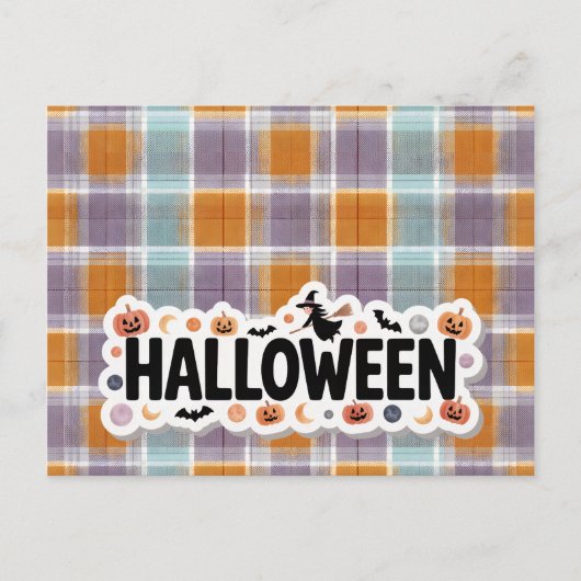Playful Halloween Plaid ポストカード (正面)
