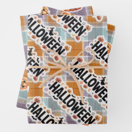 Playful Halloween Plaid ラッピングペーパーシート