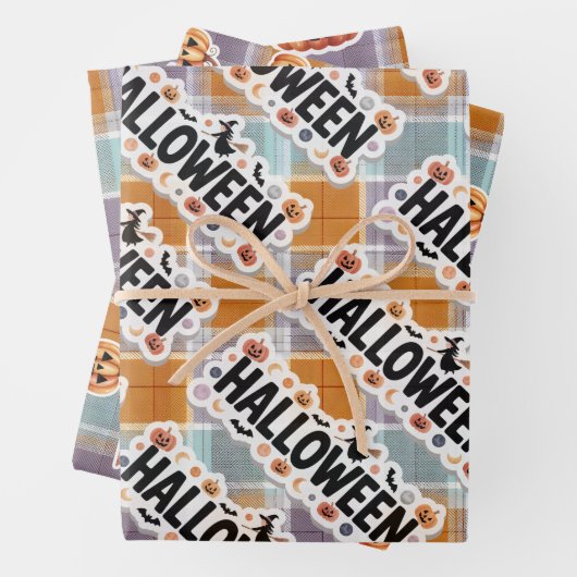 Playful Halloween Plaid ラッピングペーパーシート (インサイチュ)